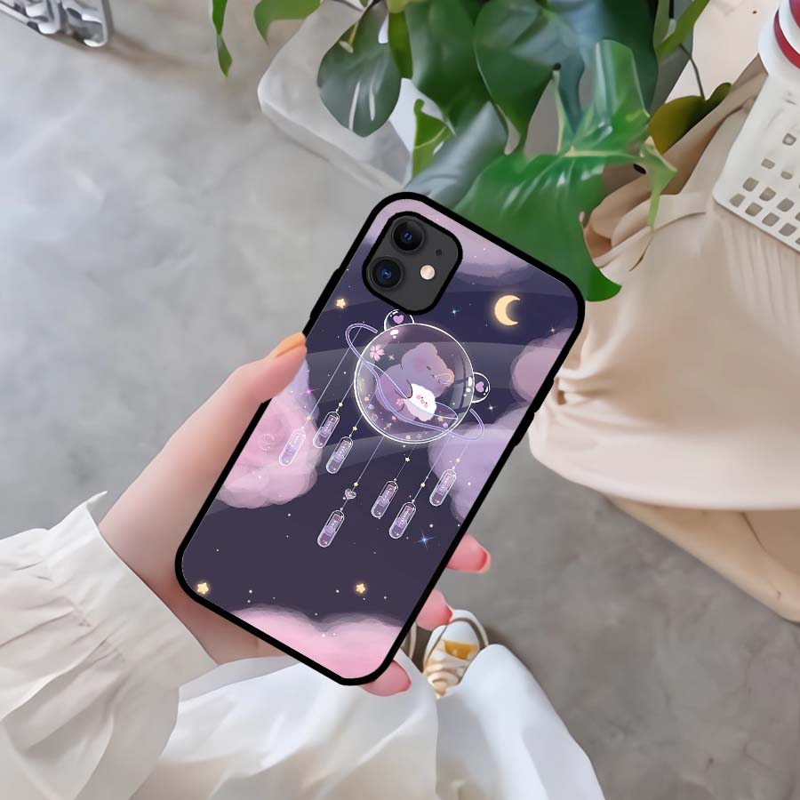 (MT21) Case Kilau Iphone 11 | Casing Hp Iphone | Pelindung Smartphone Seven Case | Cute Bear