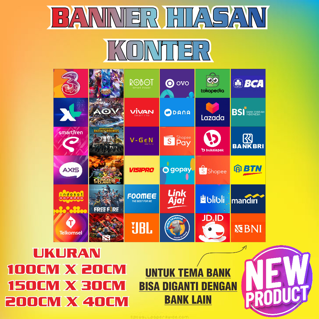 BANNER - HIASAN KONTER pulsa /TOKO pulsa / bentuk berdiri