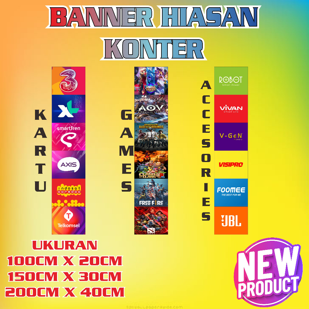 Dy Banner - Hiasan Konter Pulsa /Toko Pulsa / Bentuk Berdiri Terbaik