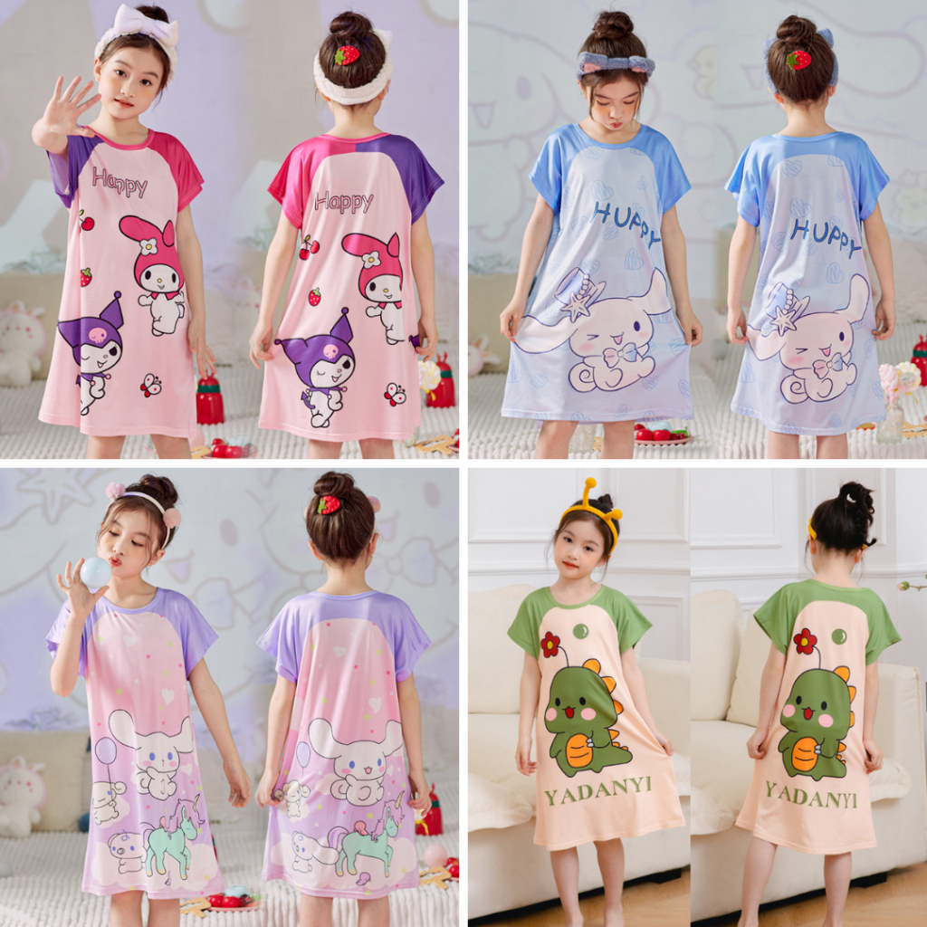 DASTER ANAK PEREMPUAN LENGAN PENDEK IMPORT USIA 4-12 TAHUN HALUS S-DQ KATALOG 2