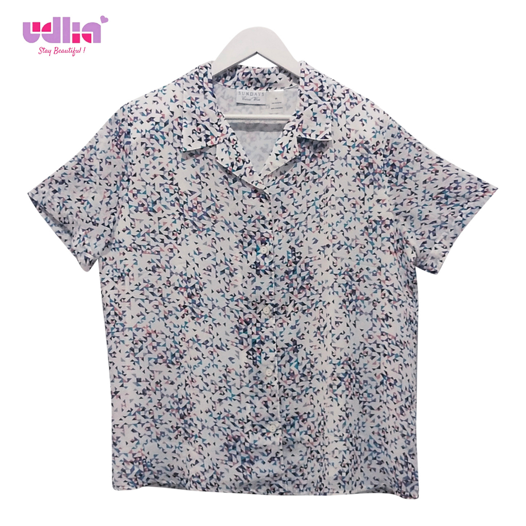 Udlia Atasan Wanita Jumbo Kemeja Pendek Jumbo Motif