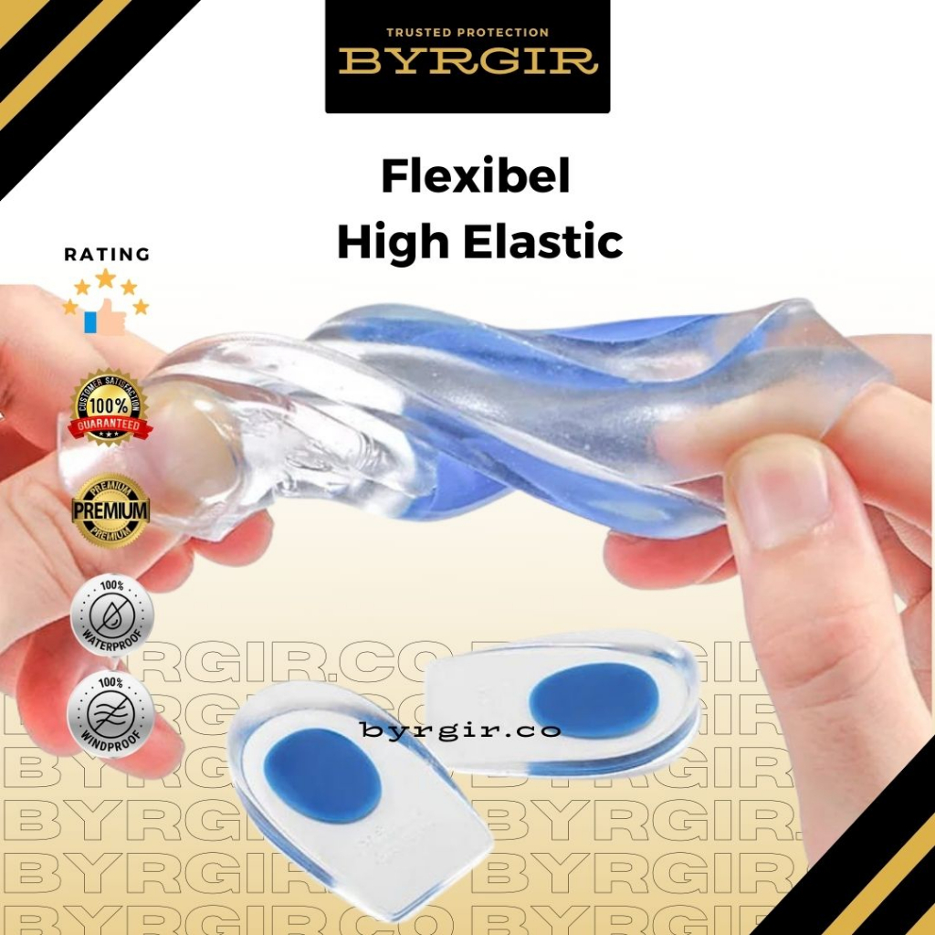 BYRGIR Comfort Heel Cup Silicone Gel Self Healing Half Heel pad Transparent Bantalan Tumit Insert Insole Alas Tumit Kaki Pad Plantar Fasciitis Sepatu Sisipan Sepatu Terapi kaki