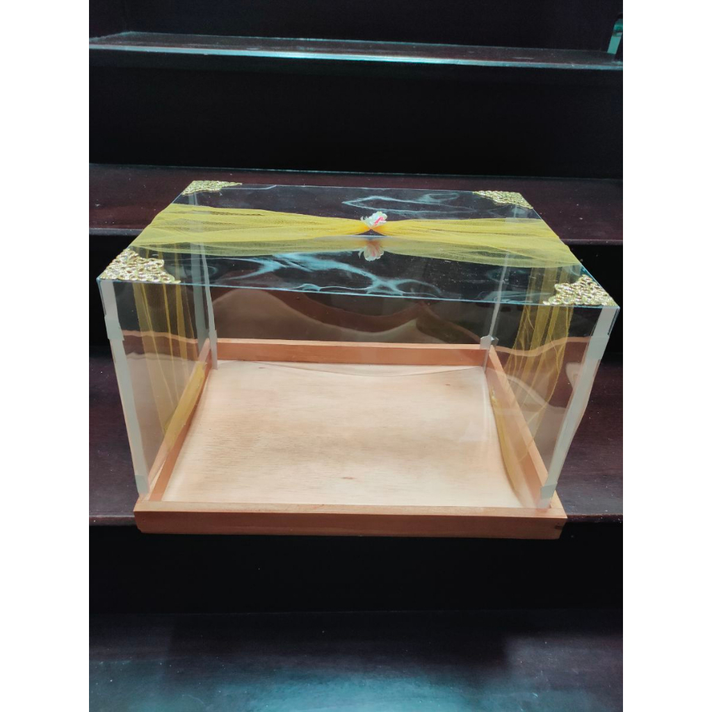 Kotak Seserahan kayu rustic  tutup mika Tile