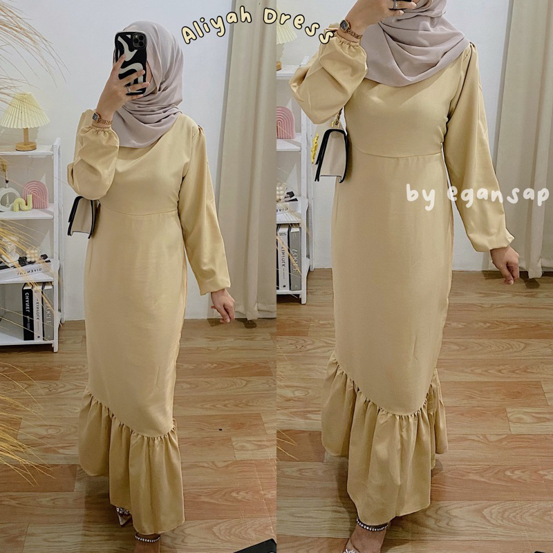 Aliyah Dress | Premium Korean Vintage Dress Duyung  Slimfit Maxi Shakila Amirah Dress Korean Style