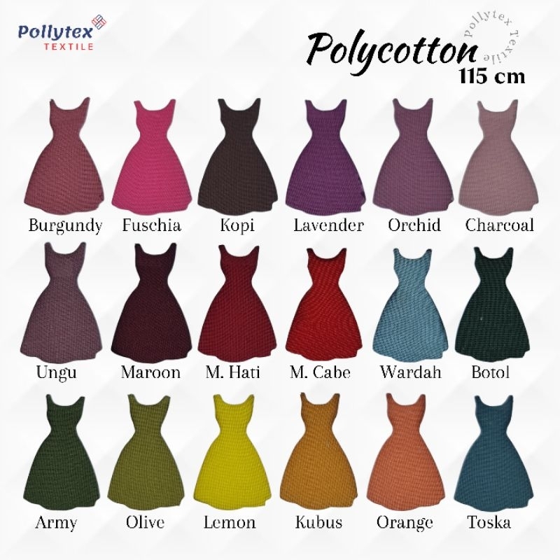 Bahan Kain Pollycotton / Double Hycon / Finne / Polycotton Premium ecer meteran per 0,5 meter