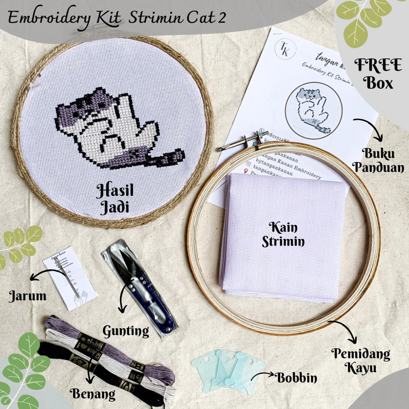 Embroidery Kit Strimin Cat - Paket Sulam Kristik