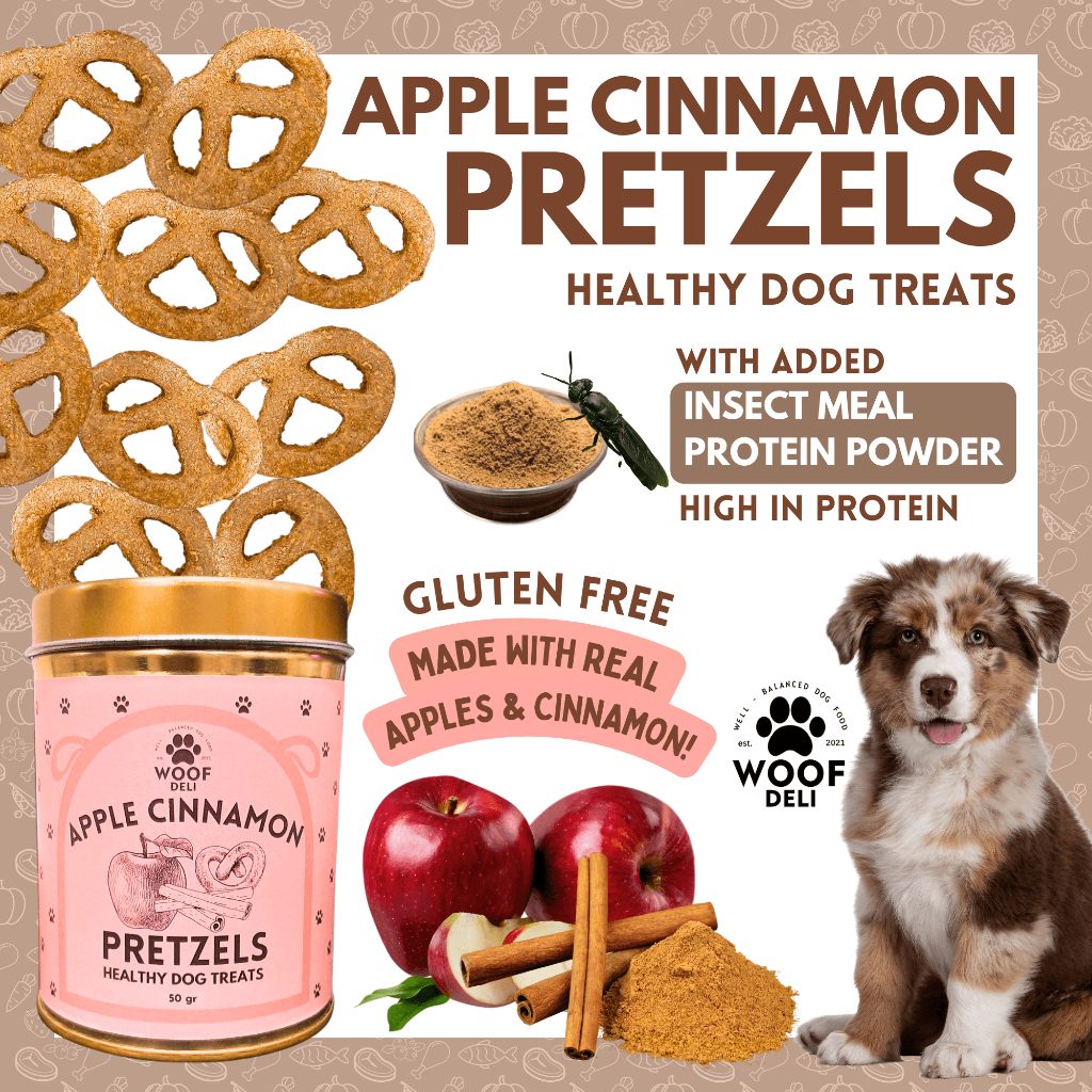Woof Deli APPLE CINNAMON PRETZEL DOG TREATS COOKIES - Snack Anjing