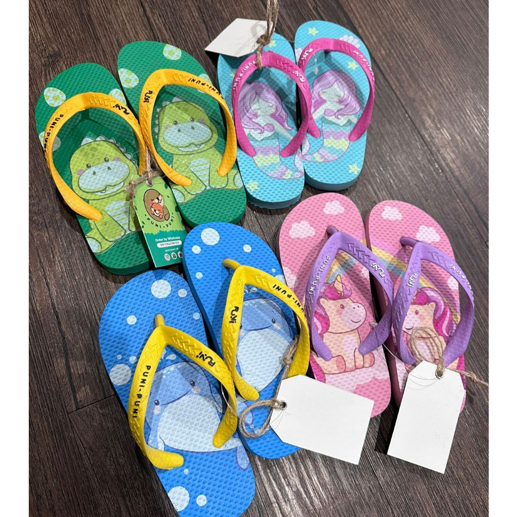 HNK Sandal Jepit Anak Perempuan Laki laki Unicorn Dino | Sandal PUNIPUNI