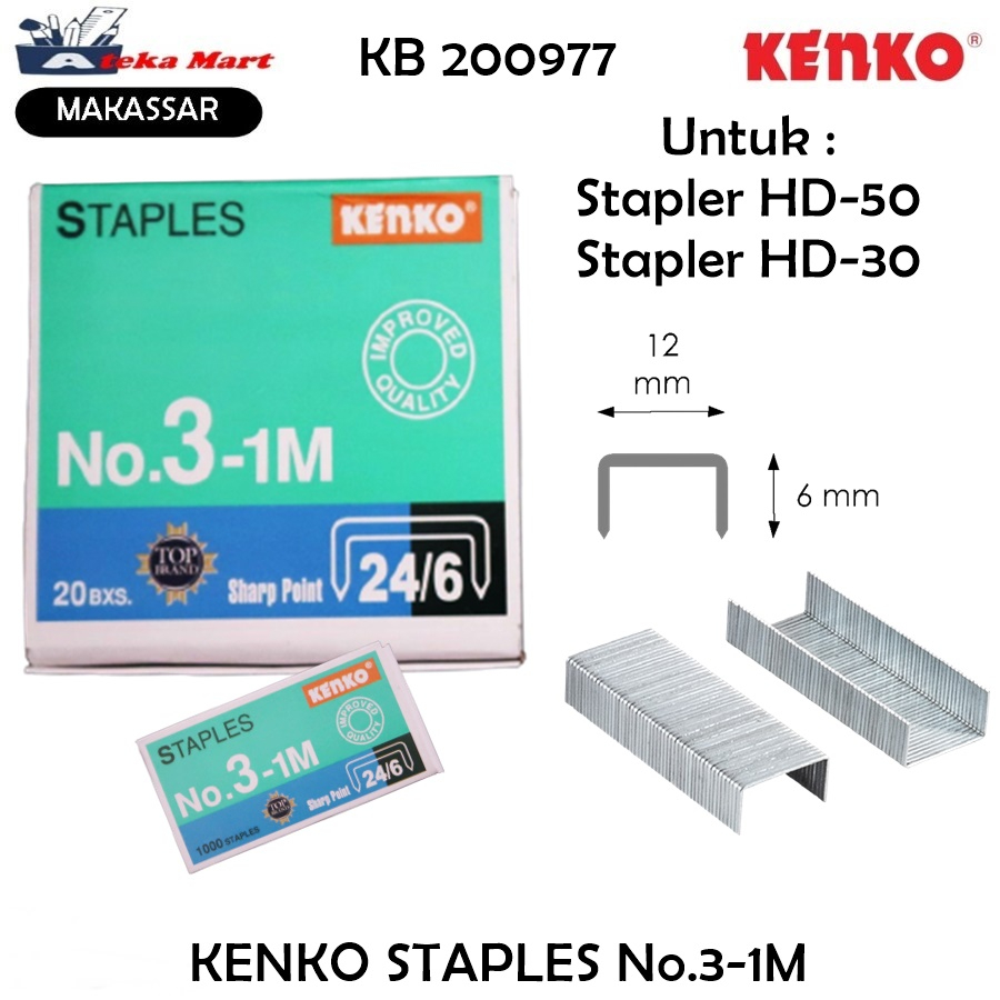 

[BOX/20PCS] KENKO STAPLES NO.3-1M (24/6) / ISI HEKTER