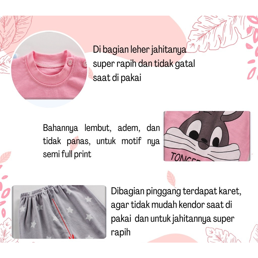 SUHU BABY Baju Tidur Anak / Setelan Piyama Bayi / Setelan Kaos Lengan Panjang Import Laki Laki Perempuan