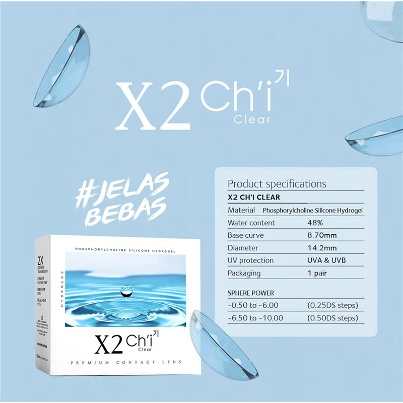 SOFTLENS X2 CHI CLEAR/BENING UKURAN MINUS (-0.50 s/d -10.00)