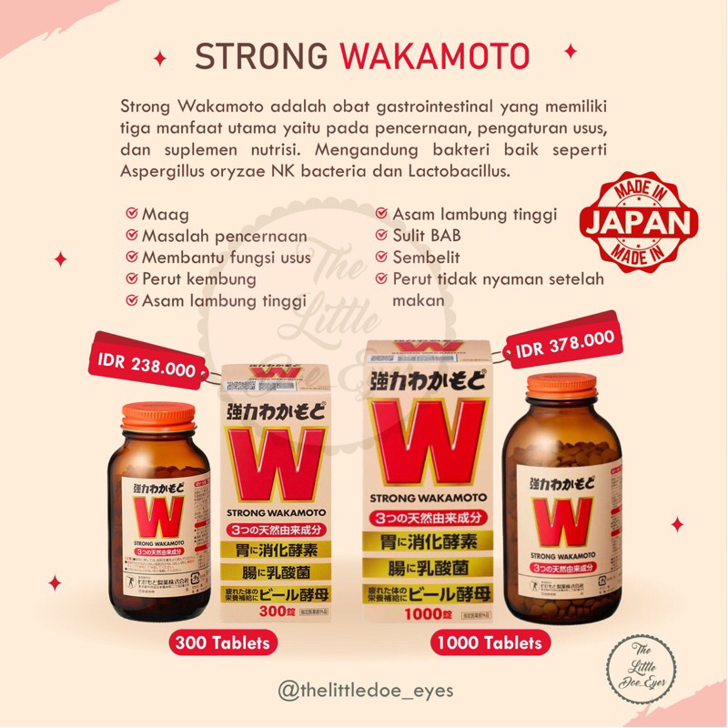 Strong Wakamoto Dried Yeast Obat Pencernaan Maag Gerd Original Made in Japan