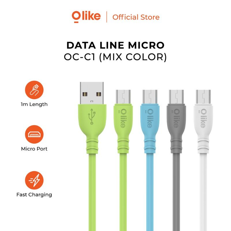 1 Toples 30pcs Olike Kabel Data D301 HP Android Type-C Micro USB Port Fast Charging Mix Color Panjang 100 cm BY.MINIGO