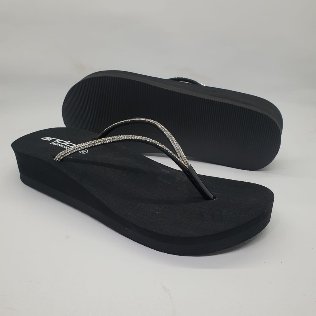 Ando Nice Blink Terbaru  Sandal Wedges Wanita Sendal Jepit Wedges Perempuan Ando Original