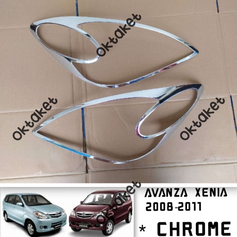 garnish lampu depan Avanza Xenia Vvti 2008 2009 2010 2011 hitam Chrome Carbon