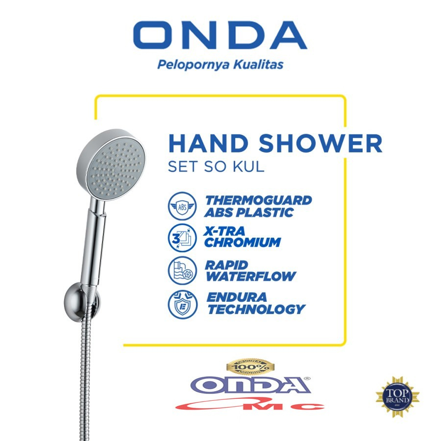 Hand Shower Mandi Flexible Hose Chrome New 1/2 Inch ONDA SO-KUL-1P2