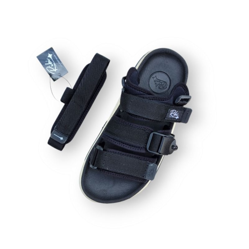 RIBI • Original Sandal Black White Traveling Model Gunung Pria &amp; Wanita