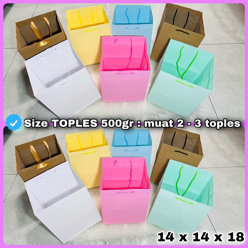 

paper bag toples 500 gram 14x14x19 - paperbag mug gelas toples kue kering cookies