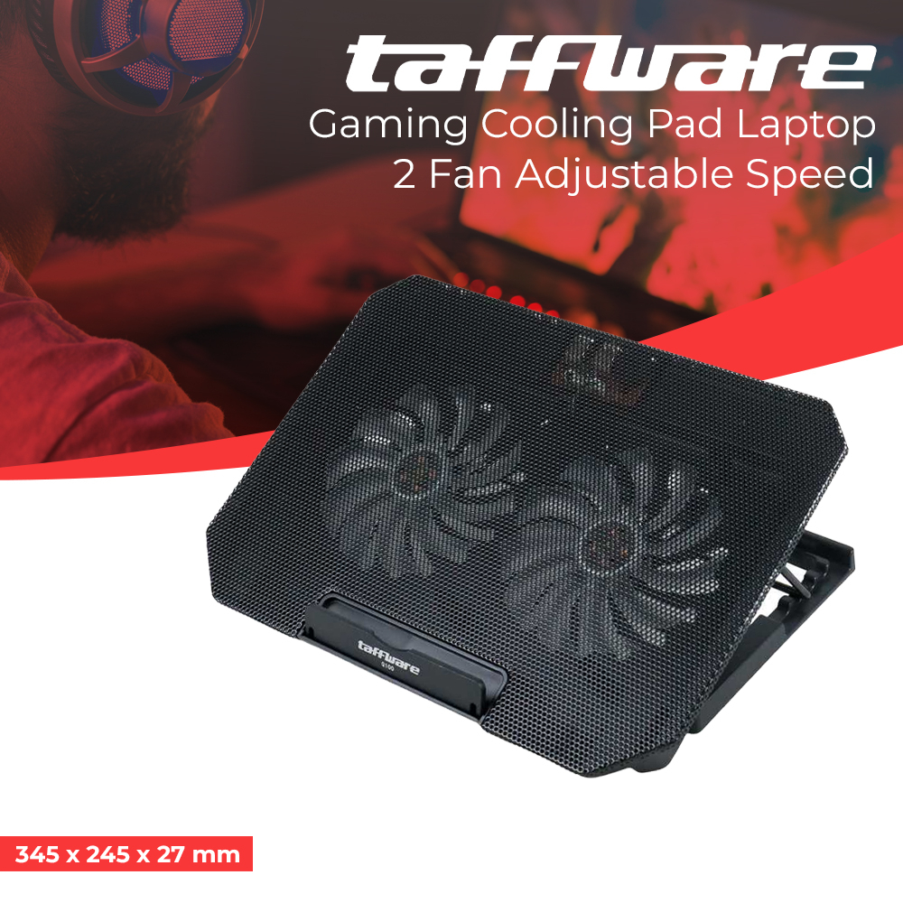 Cooling Pad Laptop 2 Fan Adjustable Speed - Taffware Q100