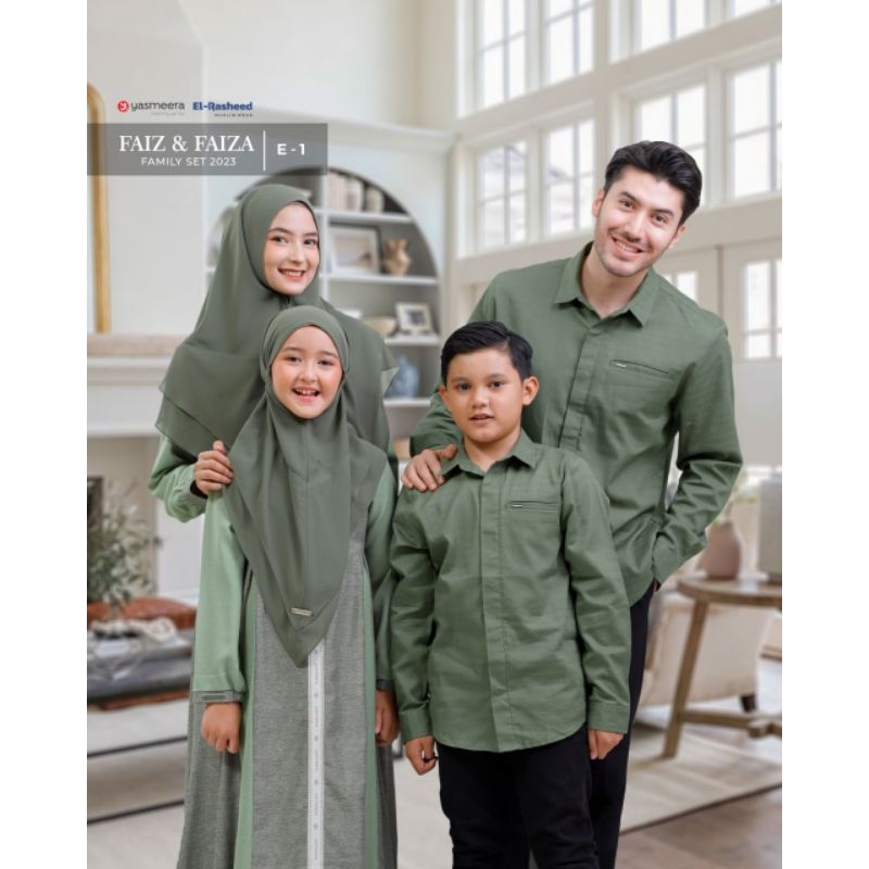 YASMEERA/ FAMILY SET FAIZ FAIZA / KODE E1 / BEETLE OLIVE / SARIMBIT YASMEERA/ COUPLE FAMILY SET / BA