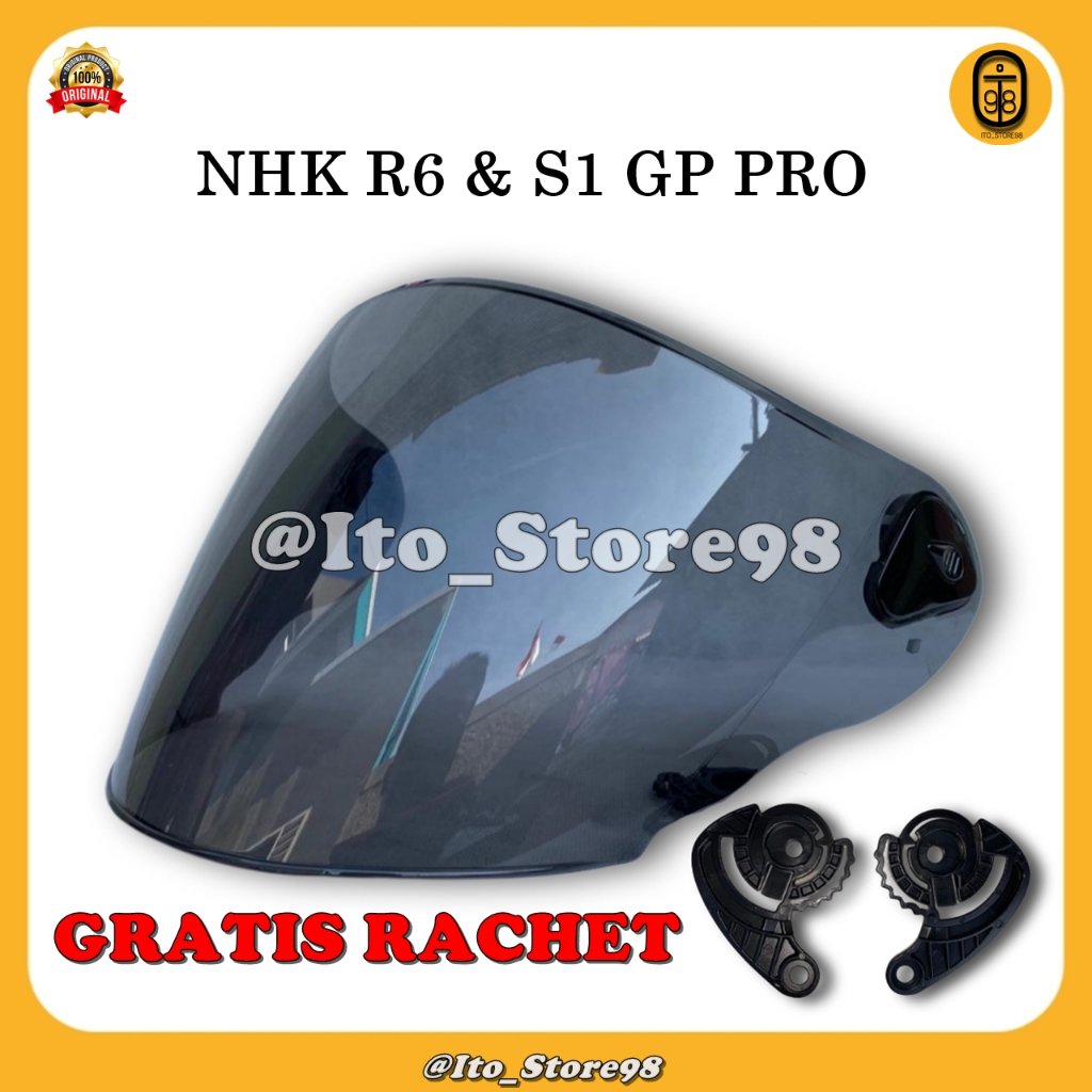 Kaca Helm NHK R6 & S1 GP PRO Original Norisk Tipe Visor Iridium Pnp (Pas Langsung Pasang) Di Helem