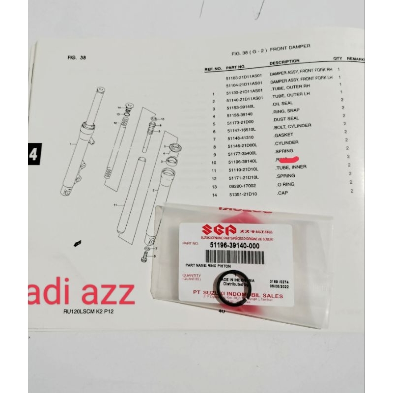 ring seal per pir suling as shock shok depan satria 2tak lumba ru hiu lscm tornado fu shogun  origin