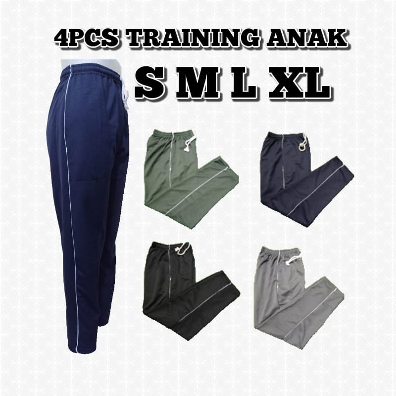 4PCS Celana training panjang anak laki perempuan SD SMP SMK olahraga S M L XL