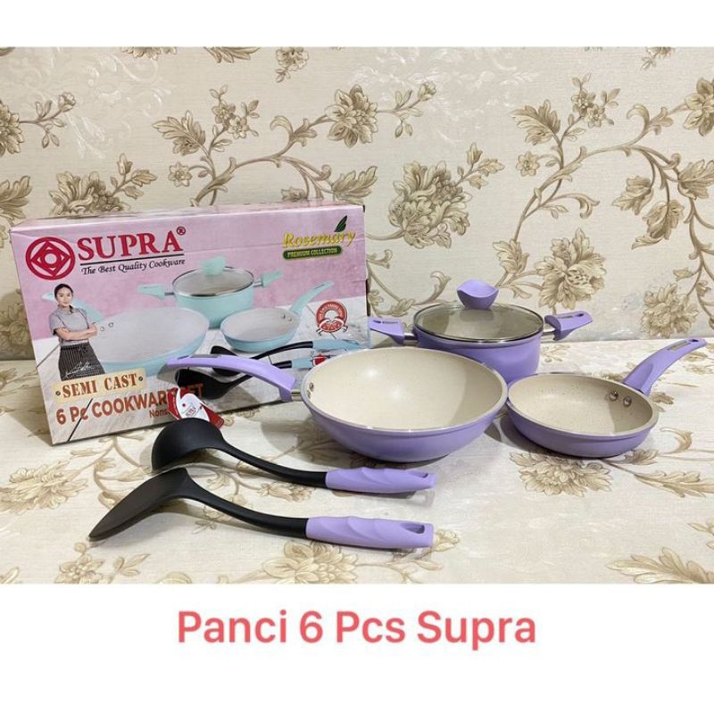 Panci Set Supra 6pcs White Marble Semicast