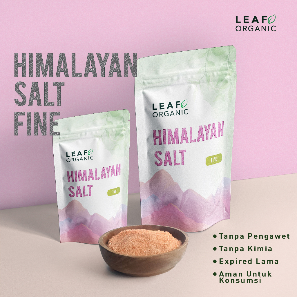 

Garam Pink Himalaya Halus LEAF ORGANIC Premium Himalayan Salt Fine Kering Murni Natural Organik