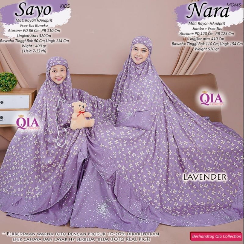 Mukena kembaran couple ibu dan anak mom and kids Mukena sayo kids FREE TAS boneka mom nara by oval