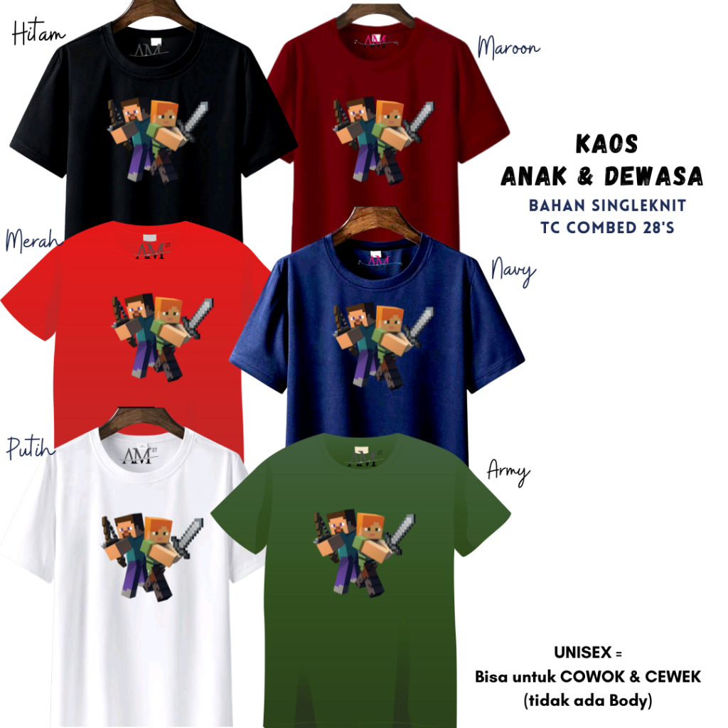 Baju Kaos Anak Cowok 3-12 tahun - Remaja- Dewasa S- 7XL-XXXL CRAFT