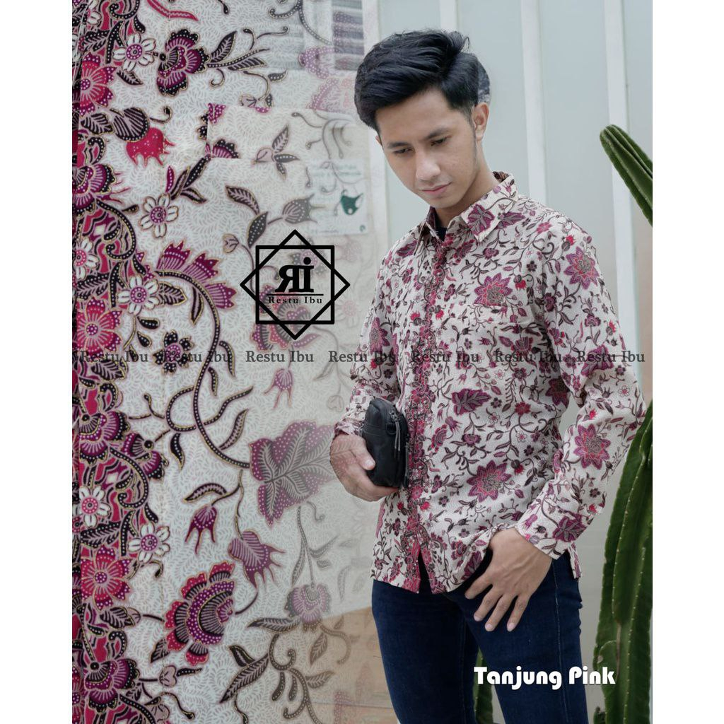 Kemeja Batik Pria Lengan Panjang Bahan Katun Premium Motif Tanjung Pink Kekinian Cocok Untuk Kantoran Kondangan Dan Acara Besar Lainnya Best Seller