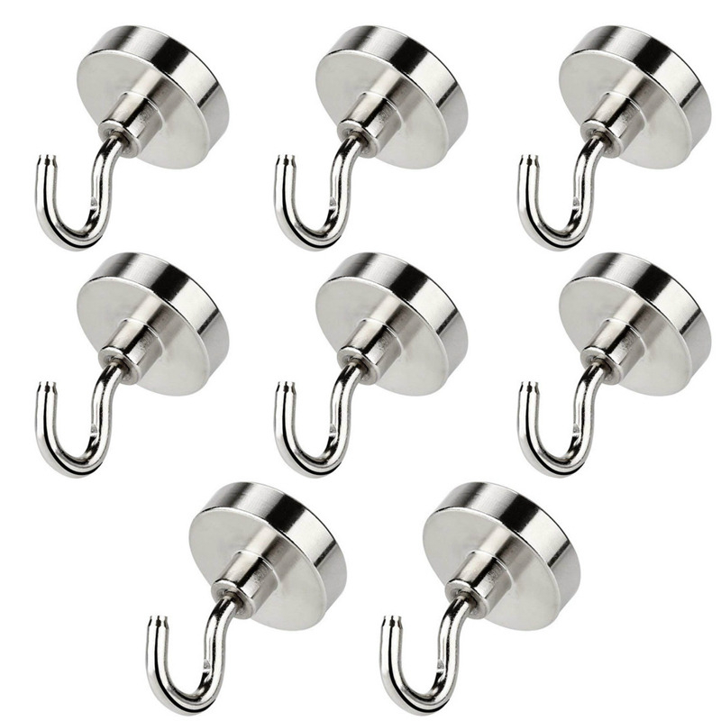 Magnet Gantungan Hook Strong Neodymium 16mm 8 PCS - D12 - Silver