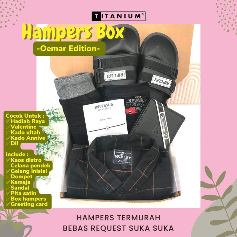 

HAMPERS OEMAR KADO HADIAH ULANGTAHUN PACAR COWOK KEMEJA SANDAL SLIPON DOMPET CELANA PENDEK