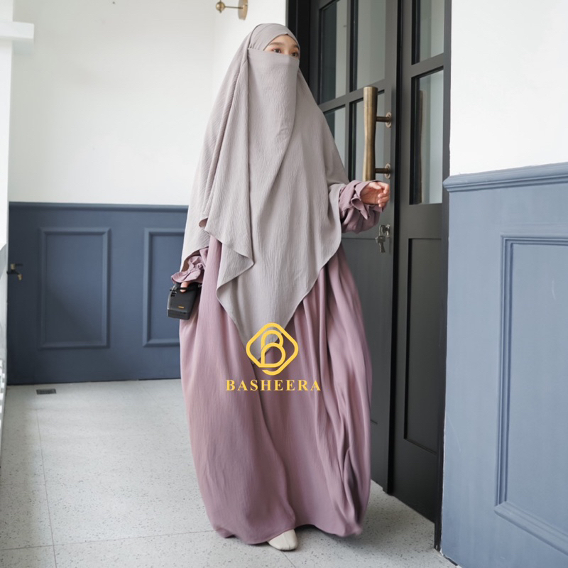 BASHEERA LABEL KHADEEJAH SERIES- French khimar - french khimar crinkle - gamis crinckle