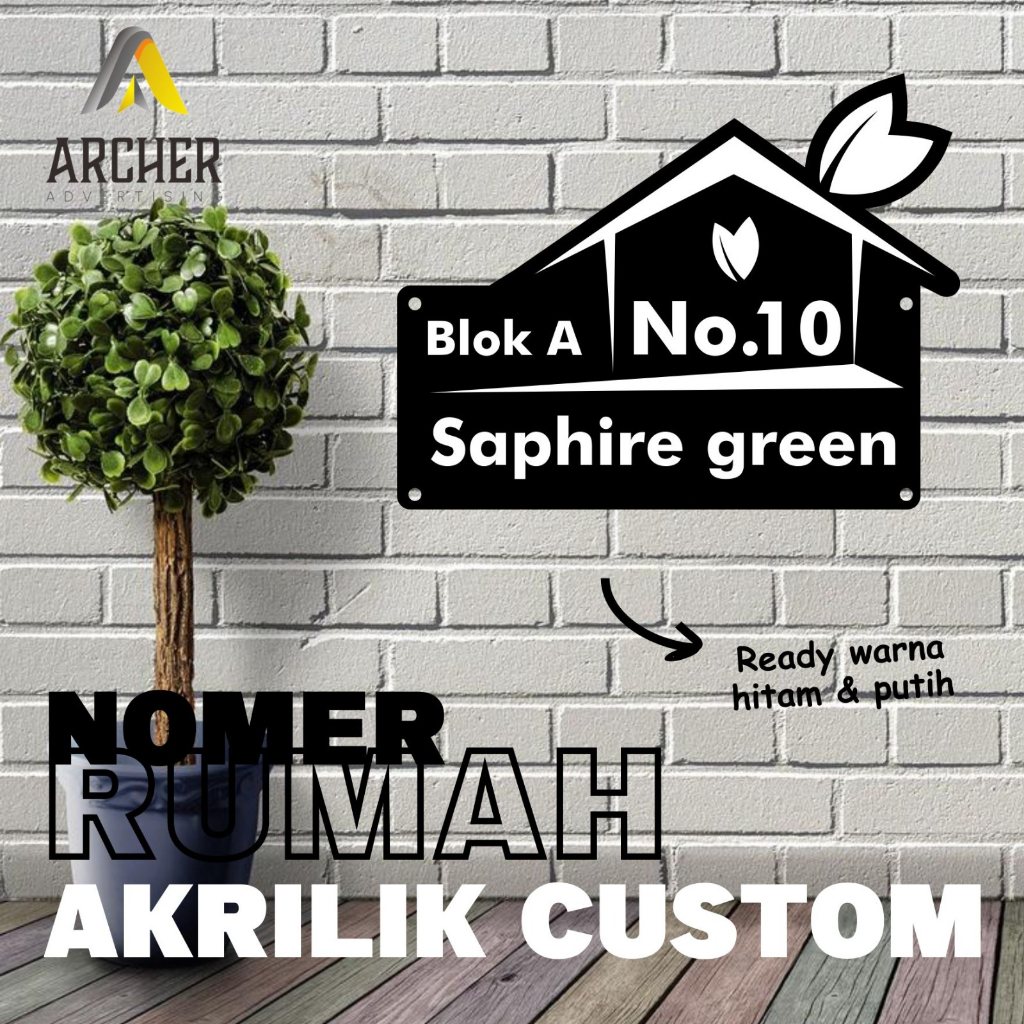 PAPAN NOMOR RUMAH AKRILIK 18 X 23 CM