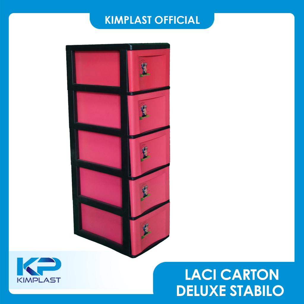 KIMPLAST Laci Cartoon Deluxe Stabilo Susun 5/ Laci Plastik Susun 5/ Lemari Pakaian Plastik/ Lemari P