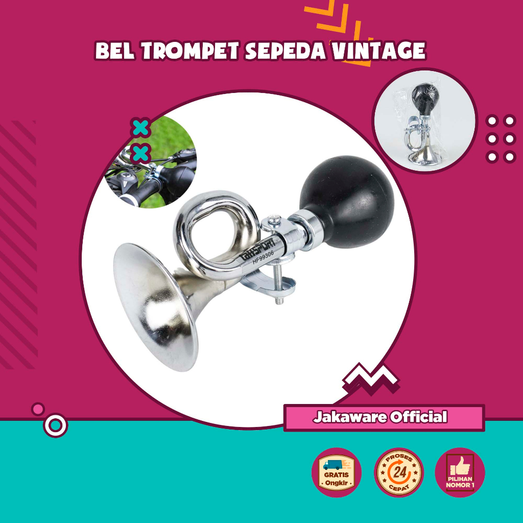 BELL TROMPET SEPEDA VINTAGE BEL TEROMPET BIKE ALAT  CLAKSON SEPEDAH SPEDA SPEDAH BAHAN LOGAM ONTEL O