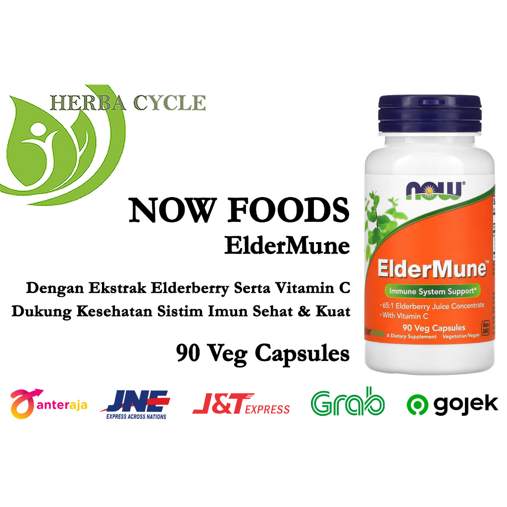 Now Food ElderMune with Vitamin C 90 Vegcaps Dukung Kesehatan Sistim Imun Kuat ORI USA