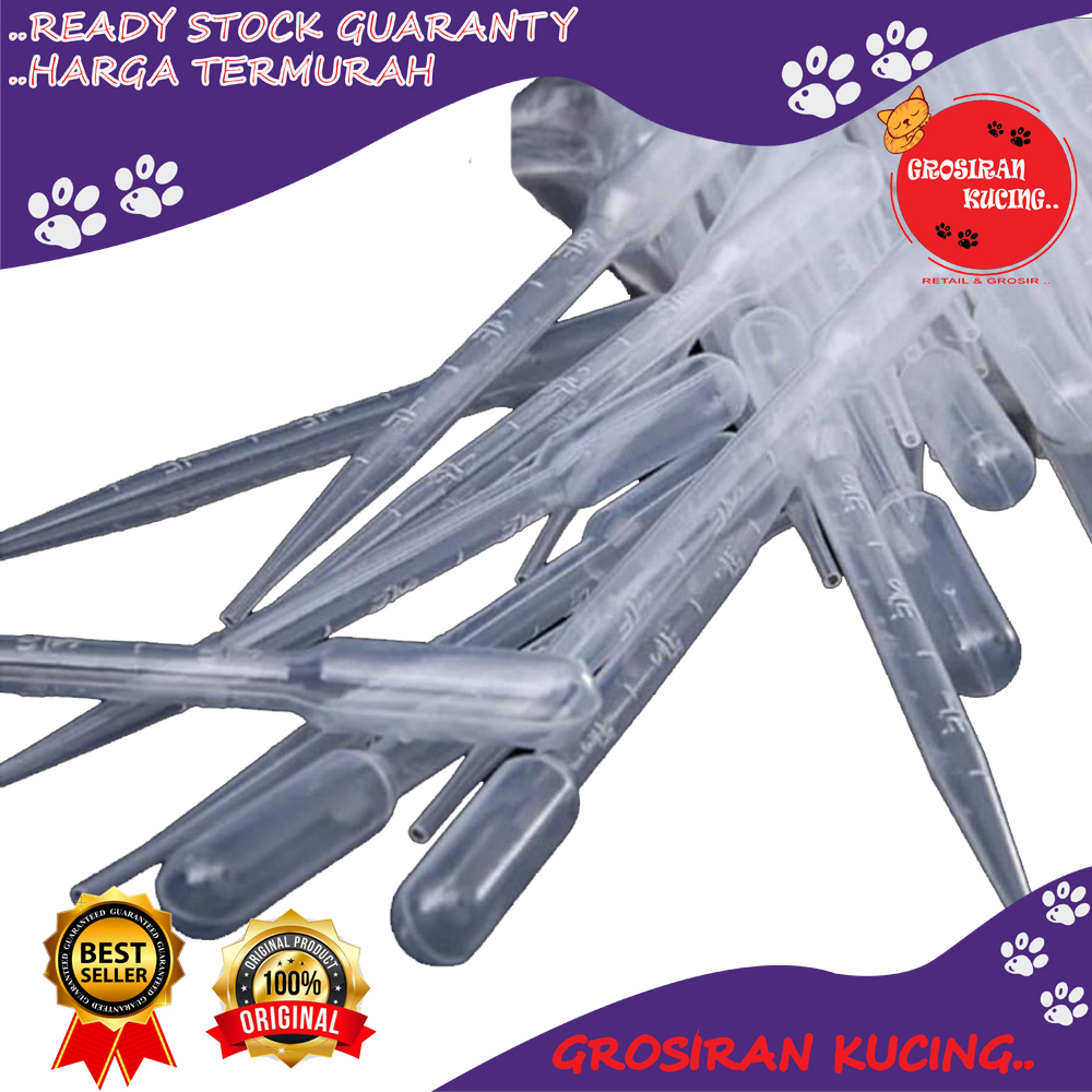 Pipet Transfer Plastik 3mm / 3cc Pipet Tetes Suap Susu Makan Hewan Kucing Anjing