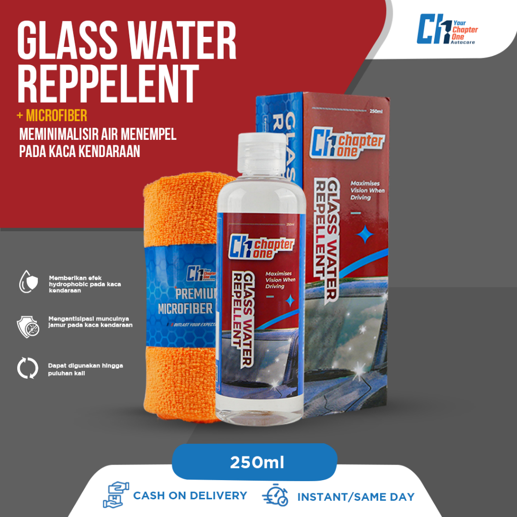 Chapter One Glass Water Repellent 250 ml Semi Glass Coating Pelindung Kaca Mobil Anti Air Dan Jamur Kaca