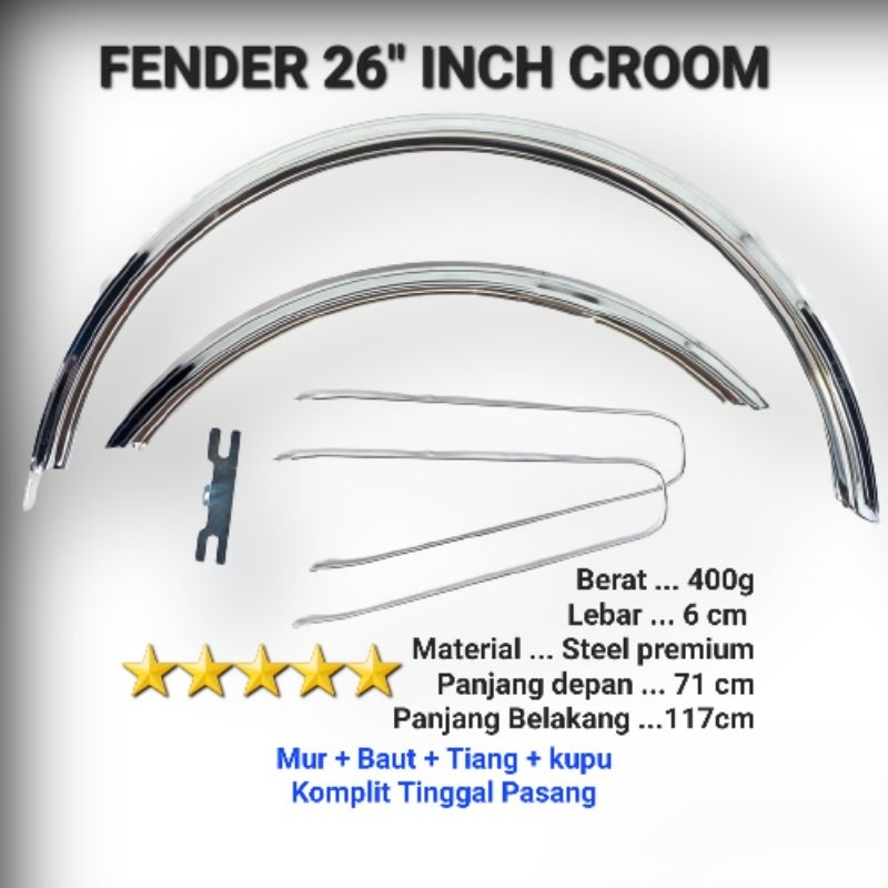 MUD GUARD SPAKBOR FENDER SEPEDA 26 INCH FEDERAL CITY BIKE 26INCH SLEBOR SELEBOR SEPEDA 26 CROOM CLASSIC TOURING