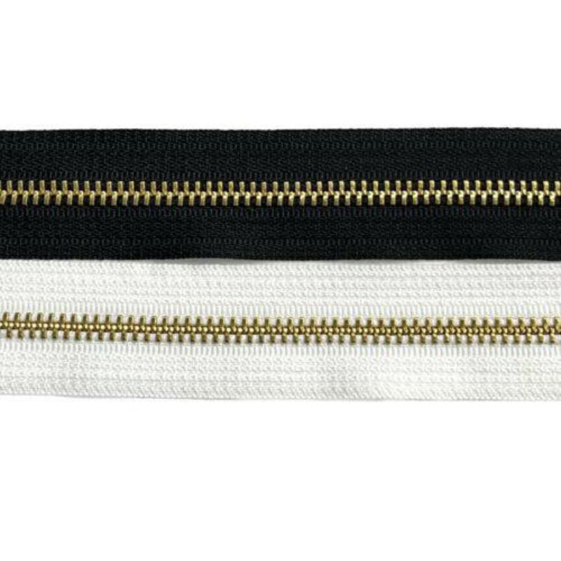 Resleting YKK Gigi Besi Emas 05 YKK Metal Zipper Gold Seleting RG Meteran