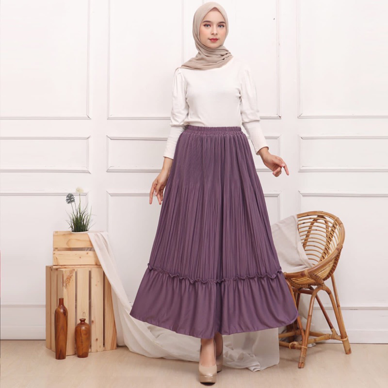 Rok Plisket Susun Lidi Cabang Premium Rampel Formal Jumbo