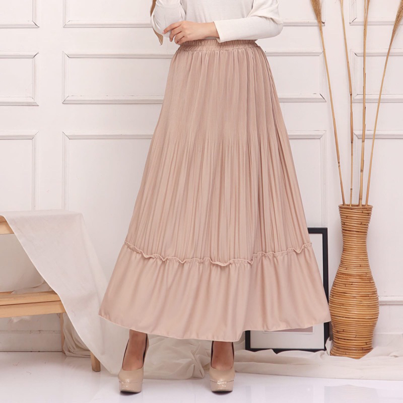 Rok Plisket Susun Lidi Cabang Premium Rampel Formal Jumbo