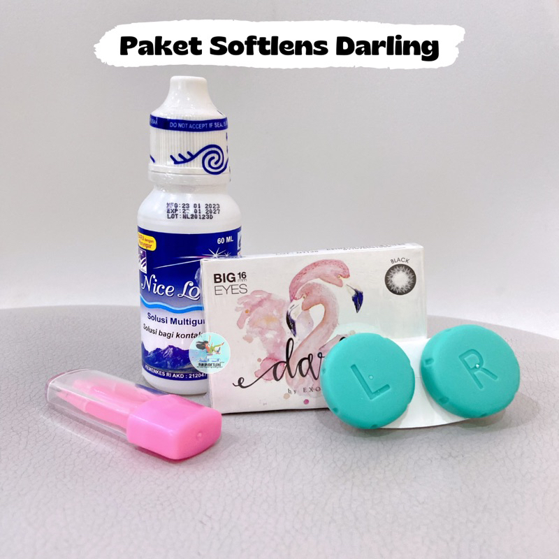 Paket Hemat Softlens Darling + Cairan 60ml + Jepit / Aplikator + Lenscase