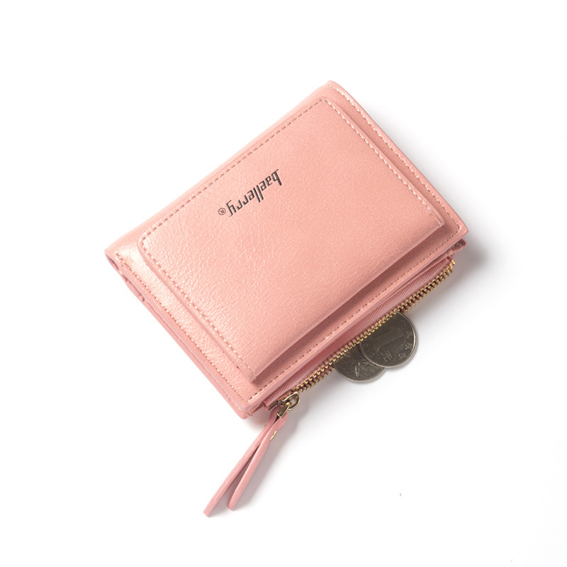 DOMPET LIPAT WANITA REMAJA KEKINIAN BAELLERRY ORIGINAL IMPORT KULIT PINK LUCU BARBARA MINI SIMPLE BRANDED MURAH PREMIUM WA677P3 KOREA CEWEK SLOT KARTU KECIL RESLETING UANG KOIN