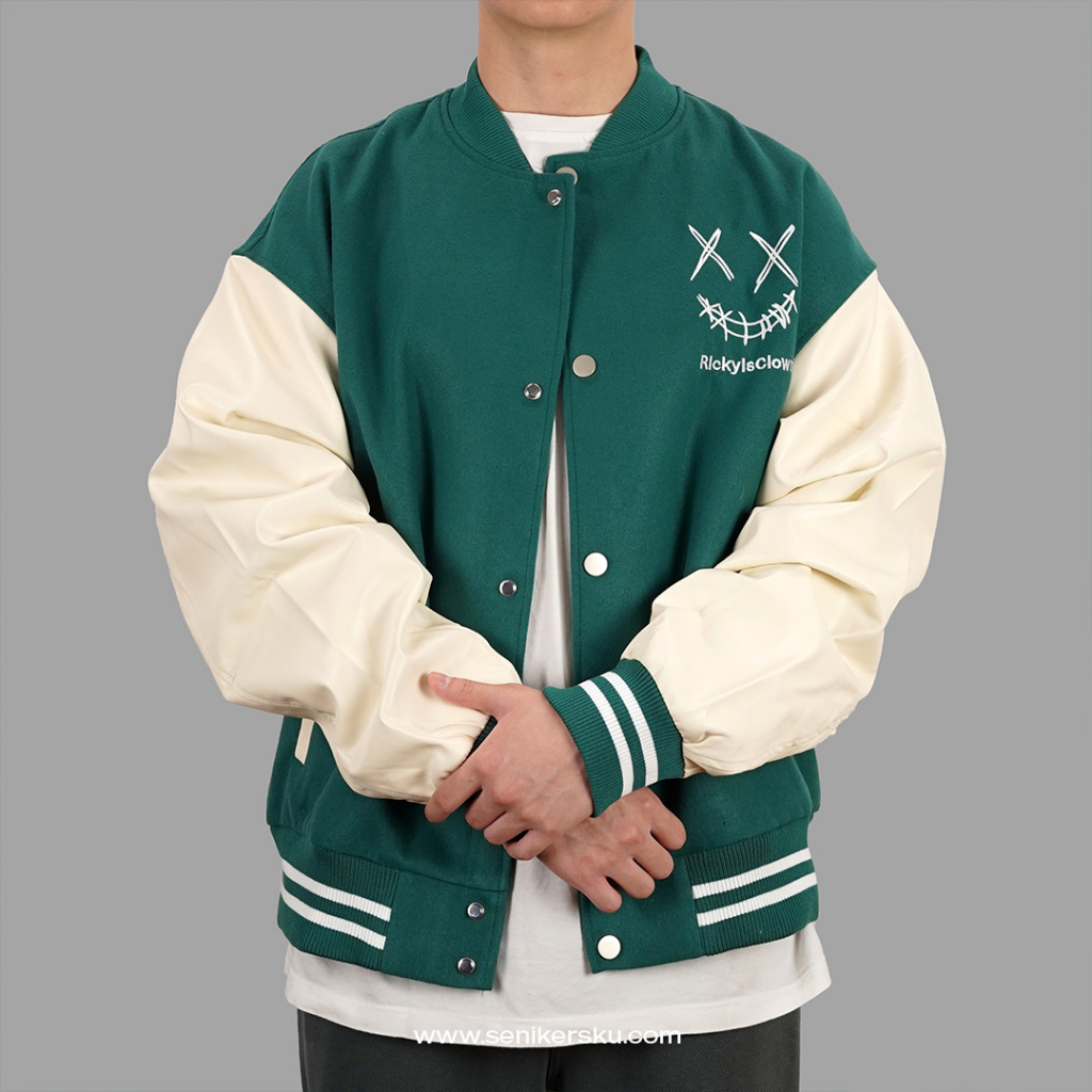 RIC Ricky Is Clown Varsity Jacket Classic Green