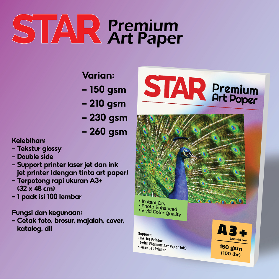 Kertas Art Paper STAR A3+ (A3Plus) isi 100 lbr
