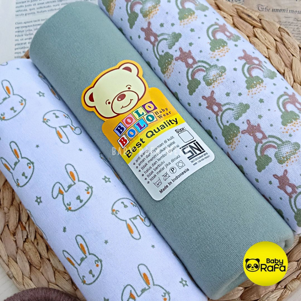 Serian Hijau - 3 pcs Bedong Bayi Bahan Kaos HIJAU SERIES 110 x 90 cm Merk SNI Bolo - Bolo